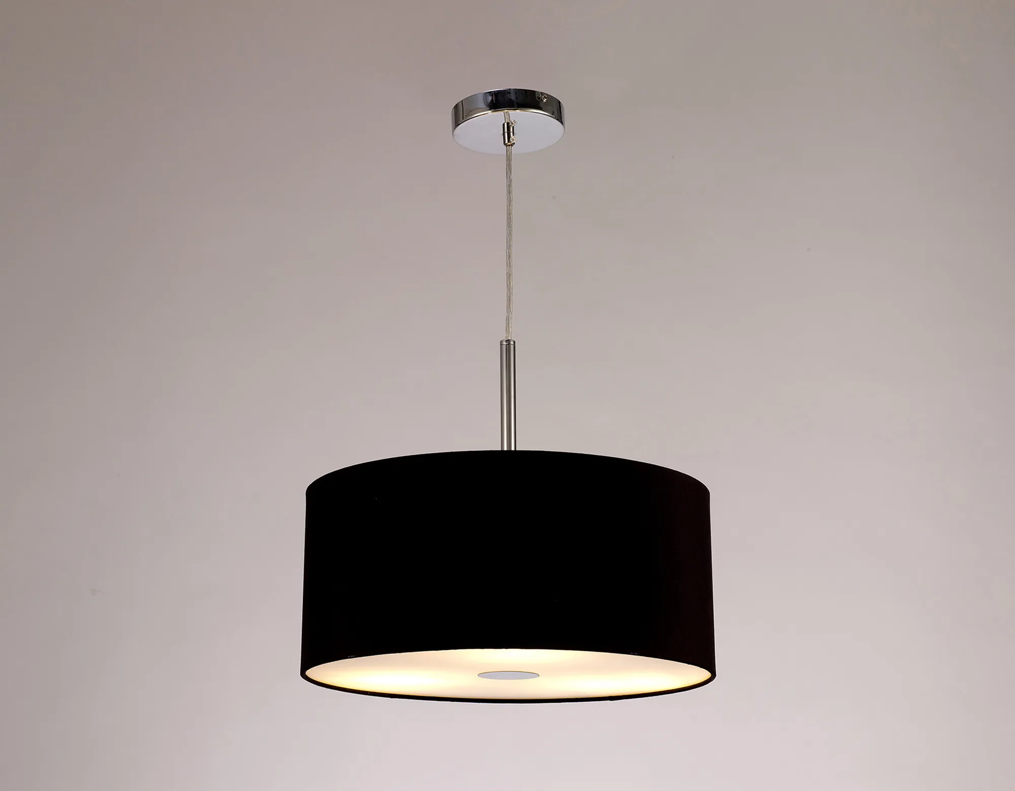 Baymont 40cm 3 Light Pendant Polished Chrome, Midnight Black/Green Olive, Frosted Diffuser DK0339  Deco Baymont CH BL/GR